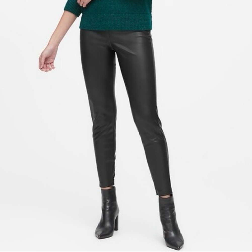Banana Republic Olive Green/Brown Vegan Leather Pants
